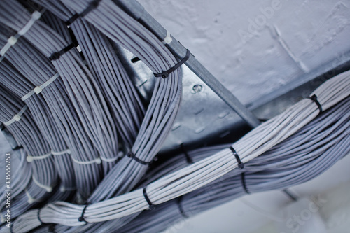 Network cables neatly loomed in a server room