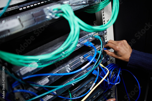 Engineer working on a business server