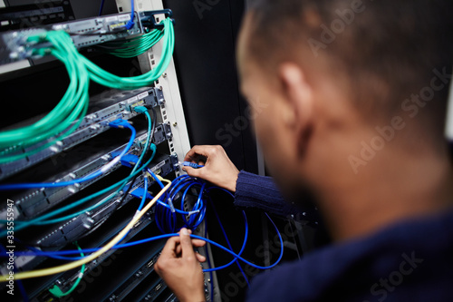 IT engineer working on a computer server