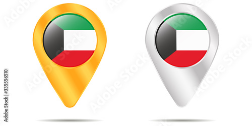 Free Download Map of pins with flag of Kuwait. On a white background - GFXLoad