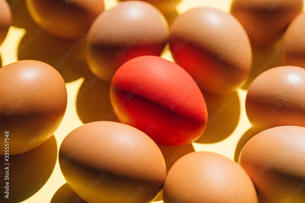 fresh chicken eggs on a yellow background. easter concept fresh chicken eggs on a yellow background. easter concept