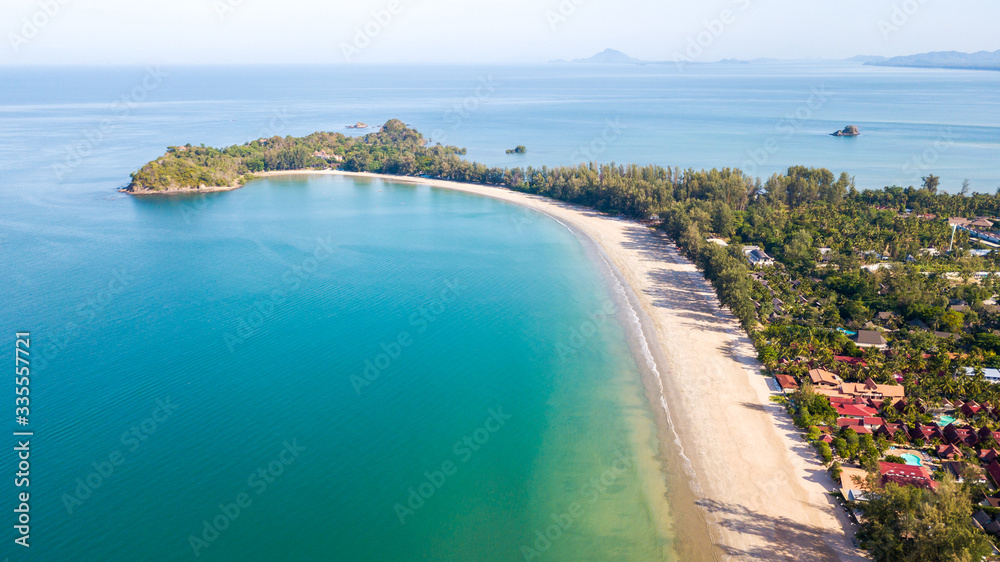 Aerial from drone, Landscape of Klong Dao Beach at Lan ta island. Aerial from drone, Landscape of Klong Dao Beach at Lan ta island.