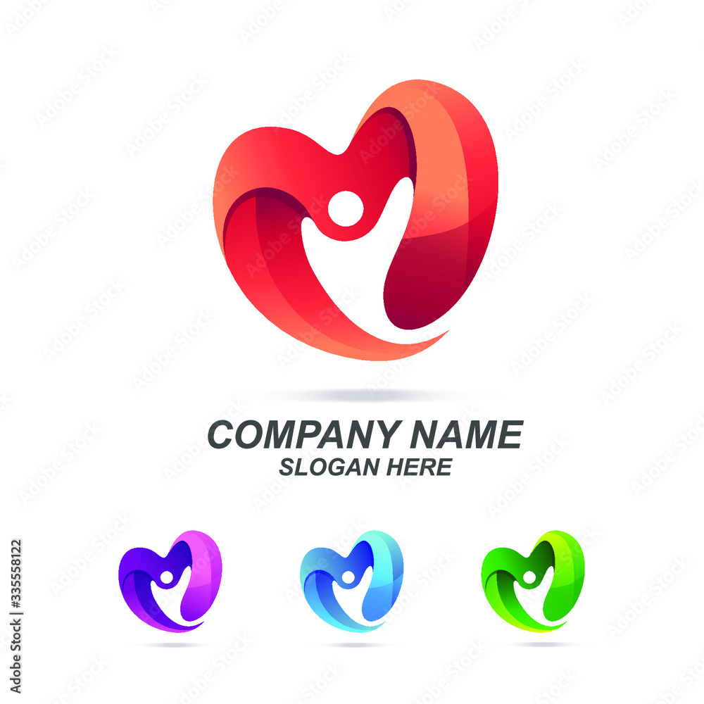 Fototapeta premium Love Health Care Logo Design