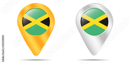 Free Download Map of pins with flag of Jamaica. On a white background - GFXLoad