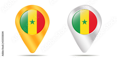Free Download Map of pins with flag of Senegal. On a white background - GFXLoad