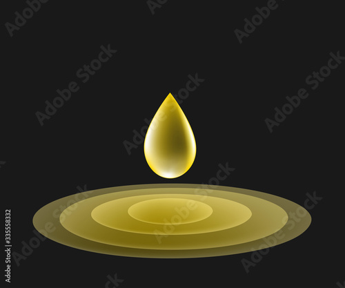 Oil drop with black background, vector illustration.