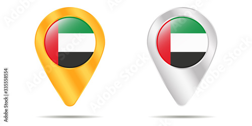Free Download Map of pins with flag of united arab emirates. On a white background - GFXLoad