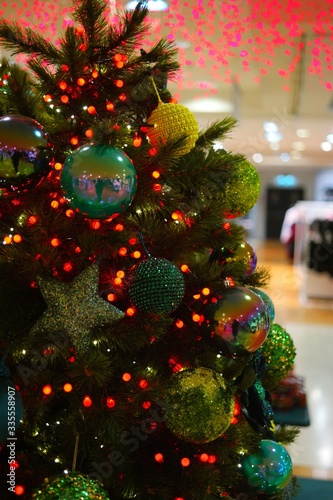 Christmas decorations on christmas tree