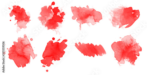 Set of red watercolor vector brushes. Beautiful brushes for painting