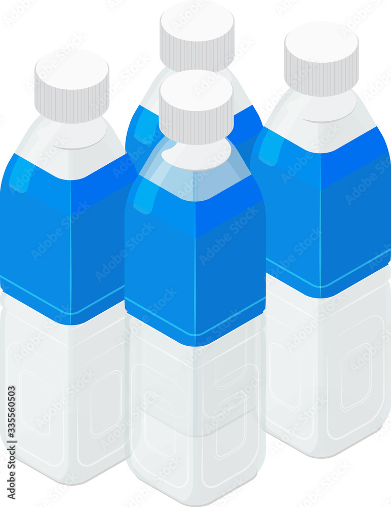 水 ペットボトル 4本 イラスト アイソメトリック Stock Vector Adobe Stock