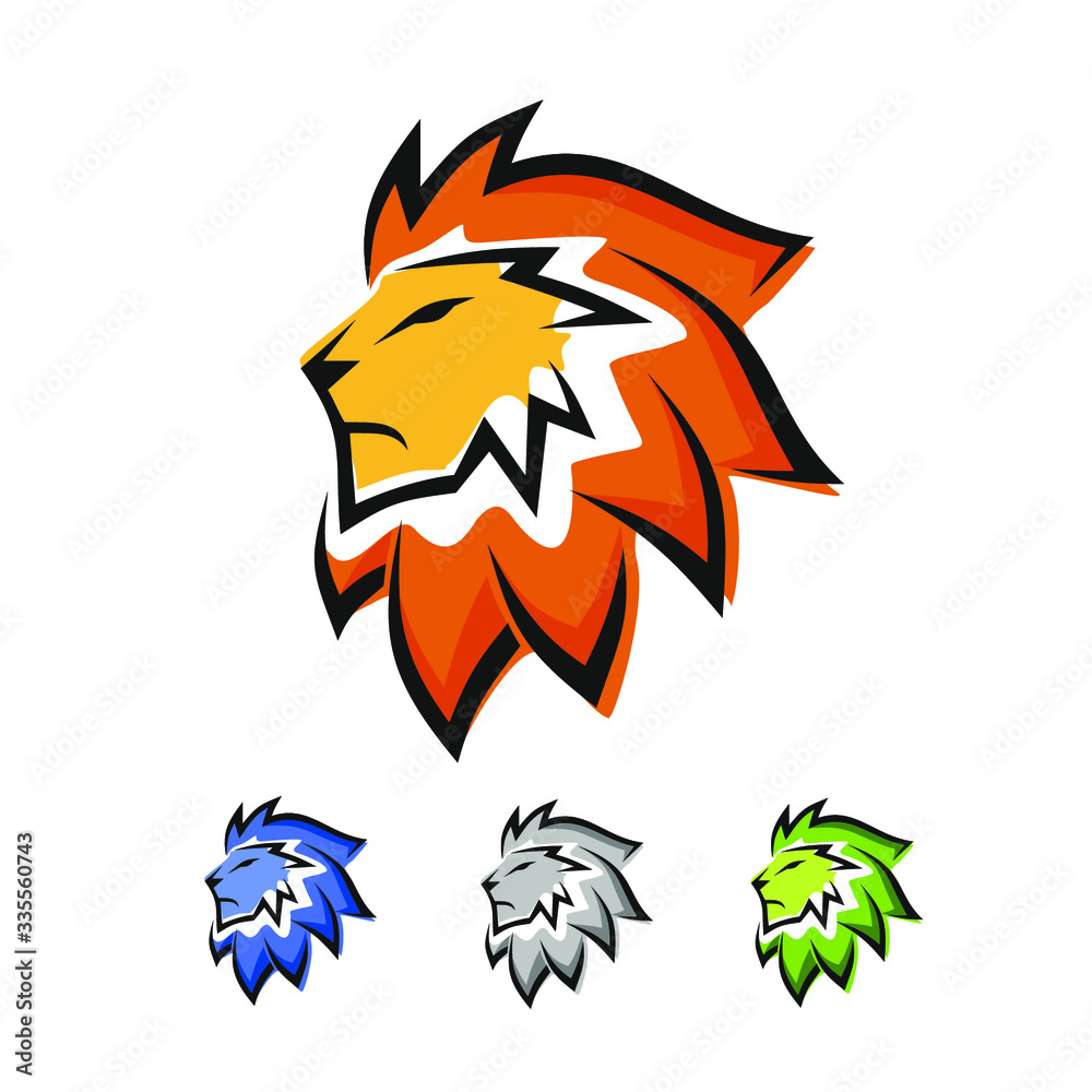 Obraz premium Lion Head Cartoon Logo Design