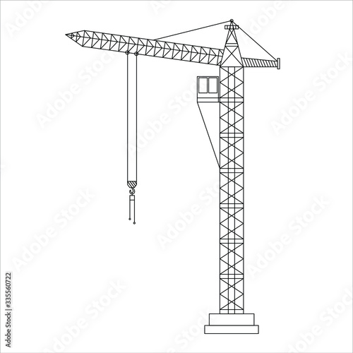 diagram of tower crane on white background icon