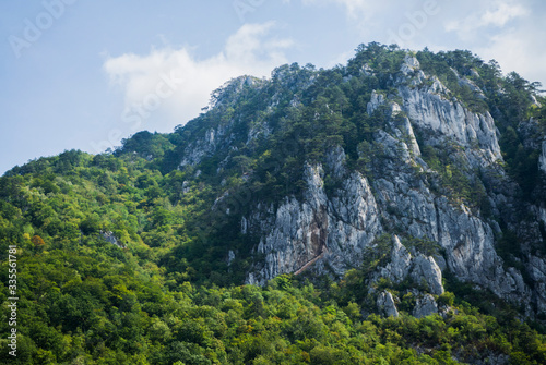 Valea Cernei National Park. Mountain landscape seen from Baile Herculane resort.