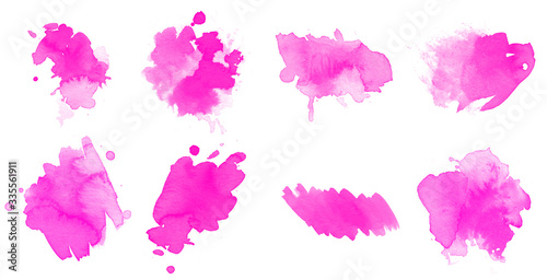 Set of purple watercolor brushes for painting. Purple brushes illustration