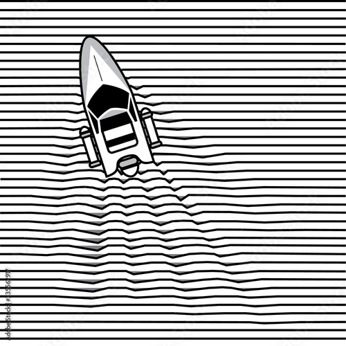 boat in the optical line wave