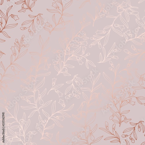 Elegant floral pattern. Rose gold. © Elonalaff