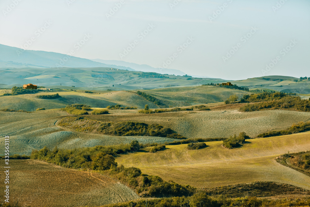 Landscape of Tuscany in the evening light
