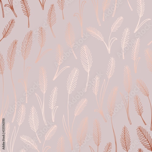 Elegant floral vector pattern. Rose gold.