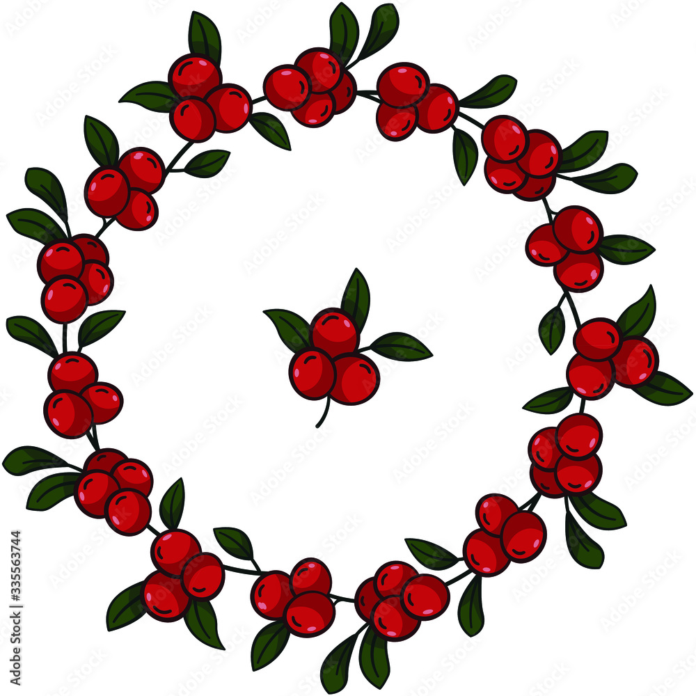 Vector berry wreath; lingonberry twigs wreath for greeting cards, invitations, posters, banners, wedding cards, web design. Vector berry wreath; lingonberry twigs wreath for greeting cards, invitations, posters, banners, wedding cards, web design.