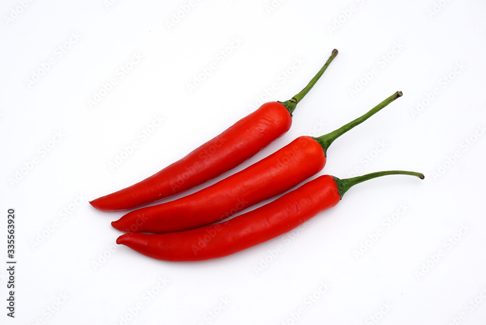 red chili on a white background