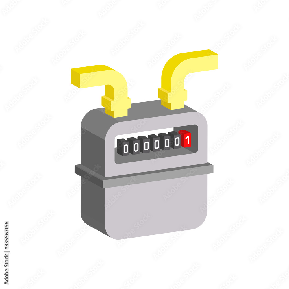 Gas meter icon.3d vector illustration and isometric view. Stock Vector