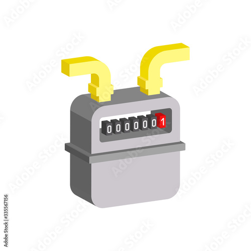 Gas meter  icon.3d vector illustration and isometric view.	