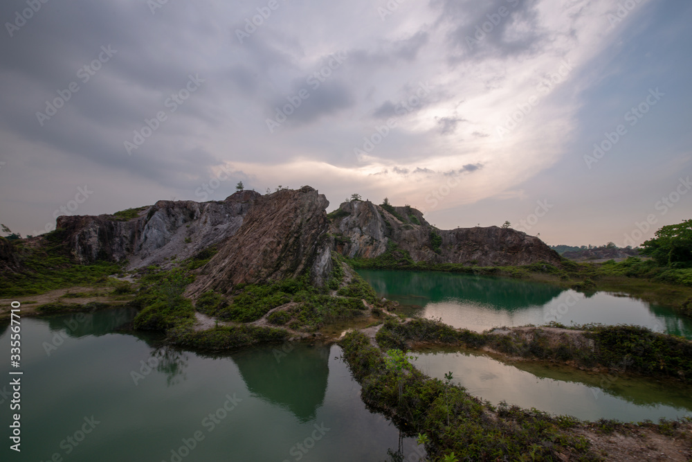 Sunset over turquoise lake at Guar Petai, Penang. Sunset over turquoise lake at Guar Petai, Penang.