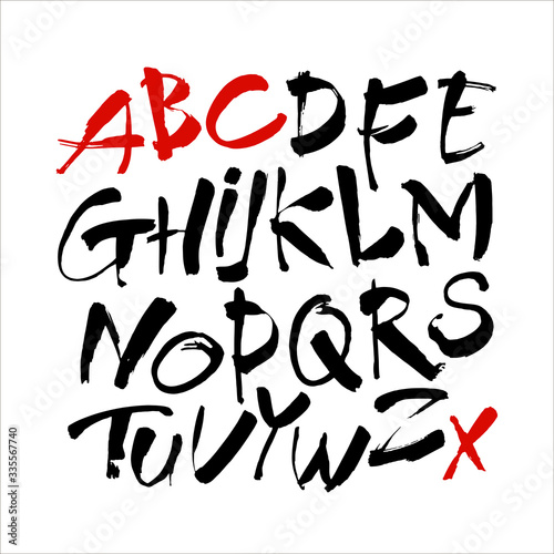 Vector Acrylic Brush Style Hand Drawn Alphabet Font. Calligraphy alphabet on a white background