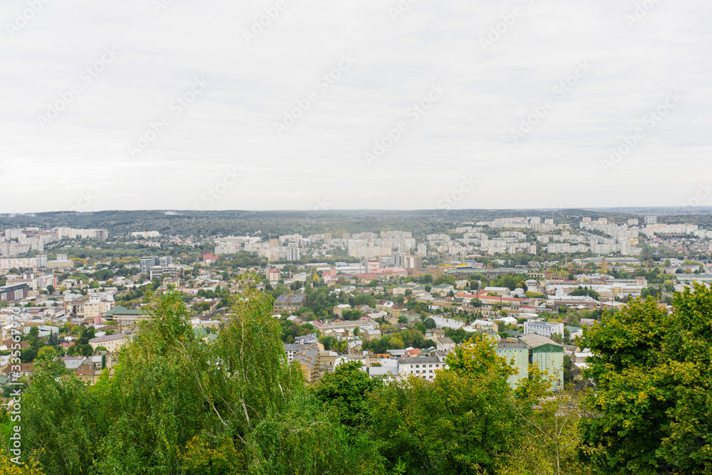 Lviv, Ukraine. October 2019. Panoramic view of the city from the castle hill