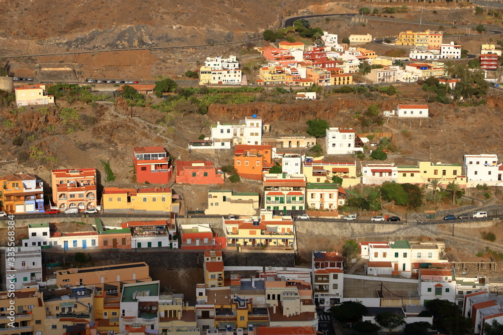 Aerial view to the village Playa de Santiago, La Gomera, Canary Islands