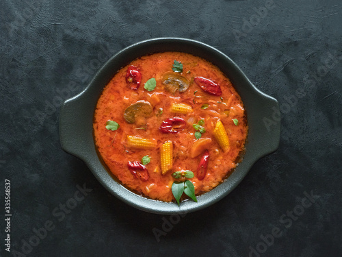 Mixed vegetable Goan curry, Indian food photo