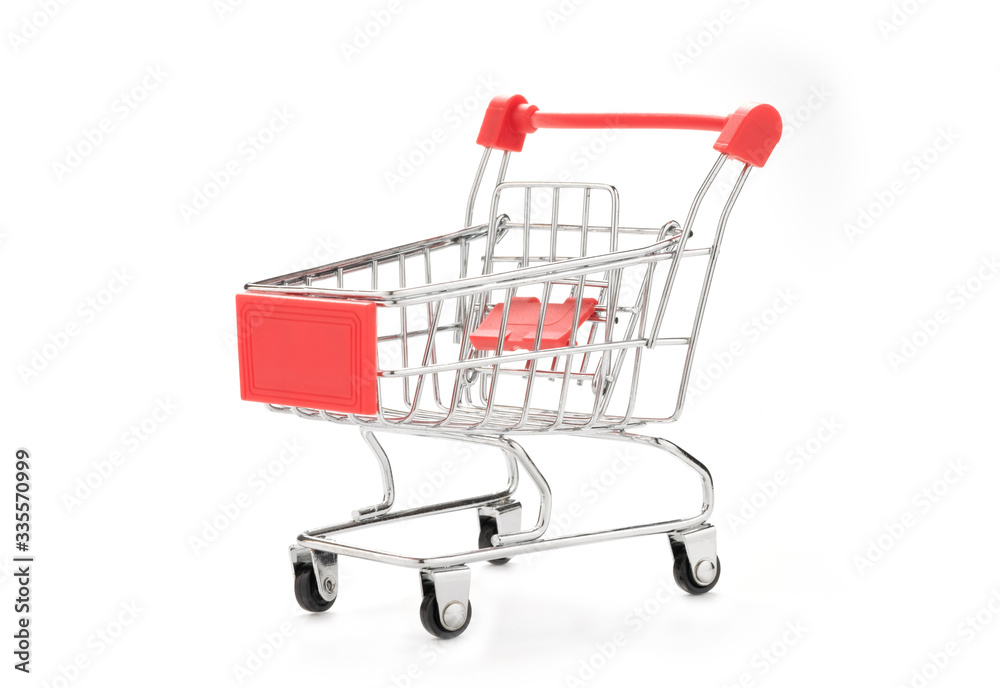 Isolated empty shopping cart on white background.