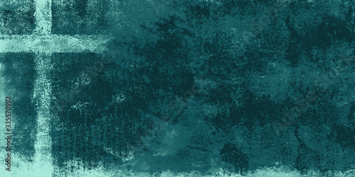 cross painting in tones of teal art with roughly painted effect, background with copy space, ready for text: scripture, worship lyrics, quote...