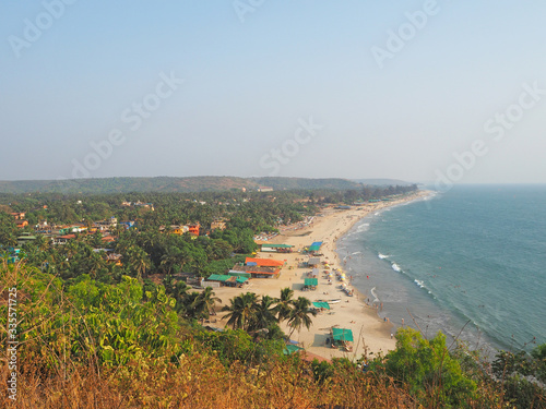 View to Arambol beach from the hill, Goa