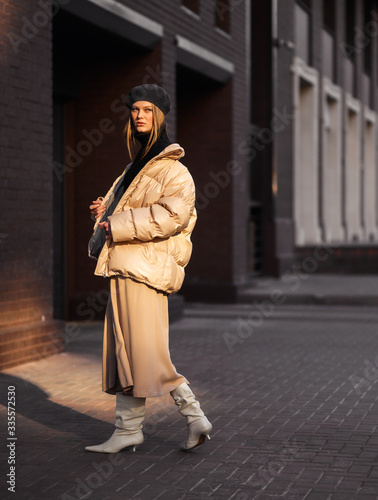 Girl model in fashionable clothes. Fashion photo. Luxury clothes, street style.A stylish look .