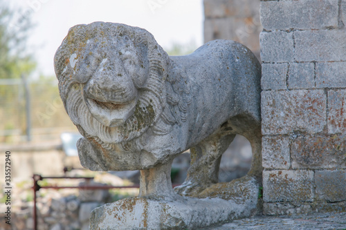 Roman lion installed in Venosa about 2000 years ago in front of the church of the Holy Trinity
