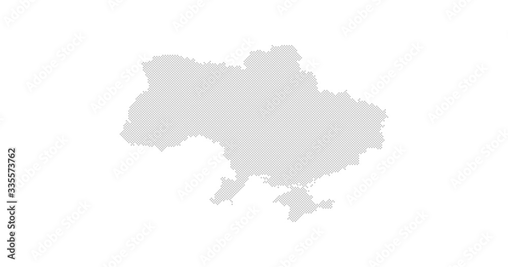 Ukraine country map backgraund made from abstract halftone dot pattern. Vector illustration isolated on white background