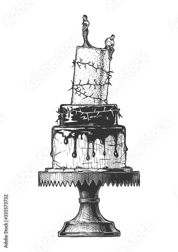 Hand drawn illustration of Divorce Cake