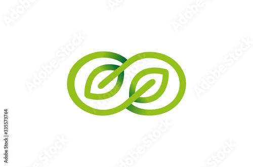 Creative Green Infinity Leaves Logo Symbol Design Vector Illustration