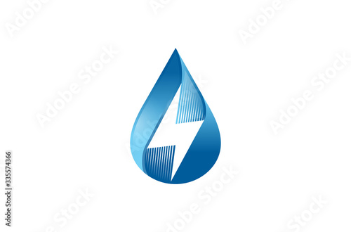 Creative Blue Drop Thunder Logo Symbol Design Vector Illustration