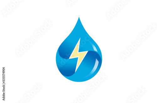 Creative Blue Drop Thunder Logo Symbol Design Vector Illustration