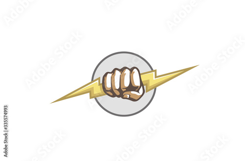 Creative Fist Hand Thunder Logo Symbol Design Vector Illustration