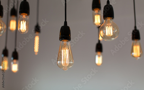 Light lamp electricity hanging decorate home interior. Warm