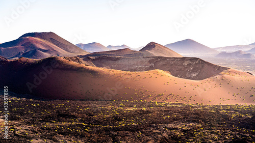 Lanzarote, Canary Islands, Spain, Europe. Timanfaya National Park, volcanic landscape at sunrise