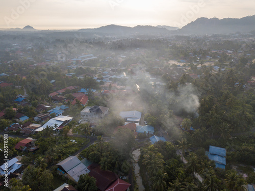 Aerial view evening at Permatang Rawa, Penang. photo