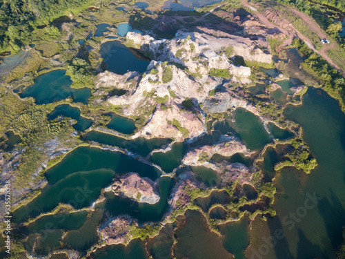 Aerial view breathtaking Frog Hill popular with its turquoise