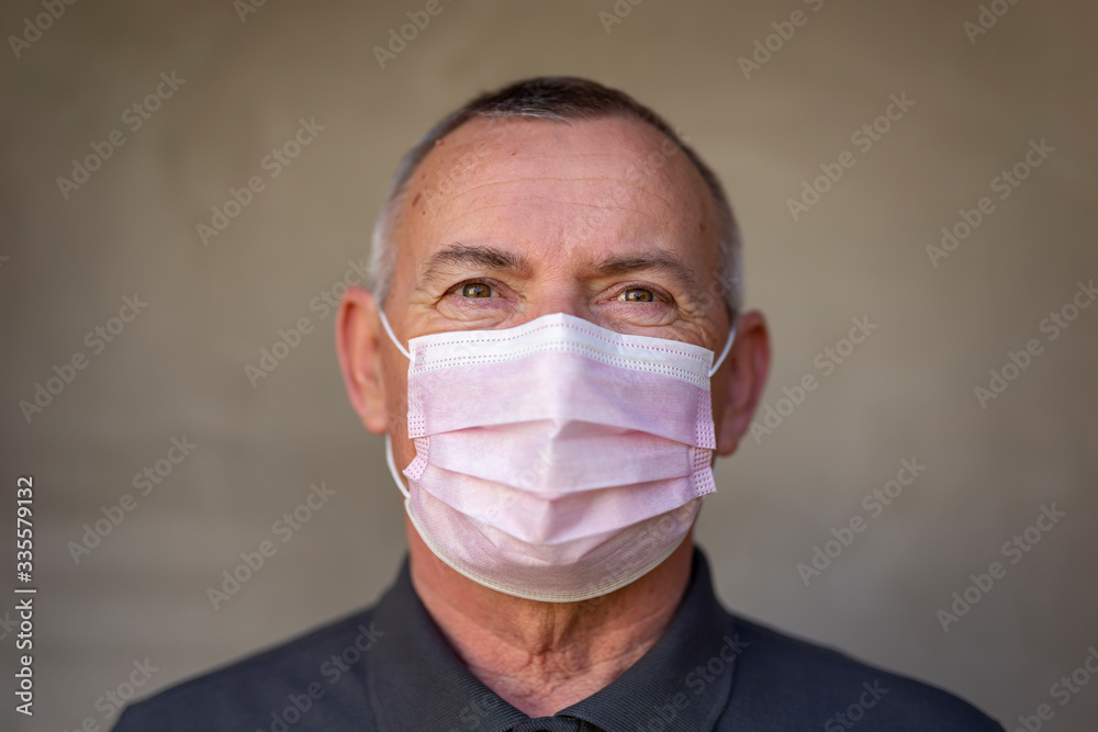 Man wearing mask as part of coronavirus spreading prevention campaign Man wearing mask as part of coronavirus spreading prevention campaign