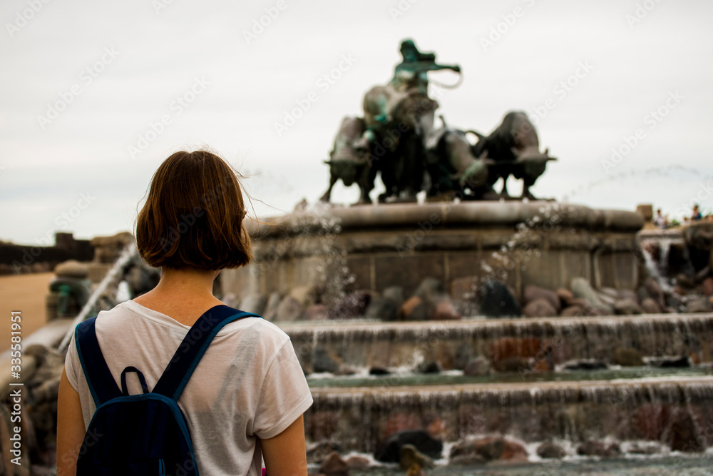 Girl looking at a monument