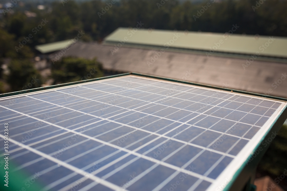 Solar panel on the roof close-up. Battery area Solar panel on the roof close-up. Battery area