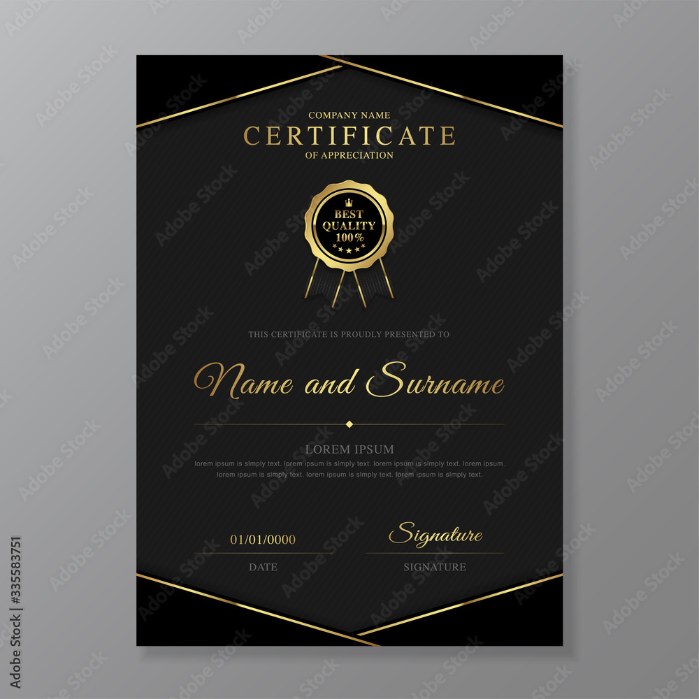golden and black certificate and diploma of appreciation luxury and modern design template vector illustration golden and black certificate and diploma of appreciation luxury and modern design template vector illustration